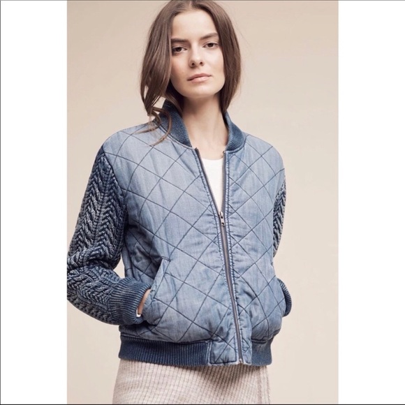 Anthropologie Jackets & Blazers - Anthropologie Cloth & Stone Chambray Bomber Jacket
